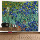 Lofaris Oil Painting Blue Flower Green Grass Wall Tapstry